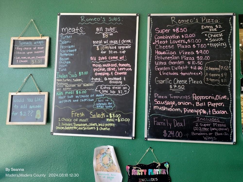 Romeo's Pizza Menu image 1